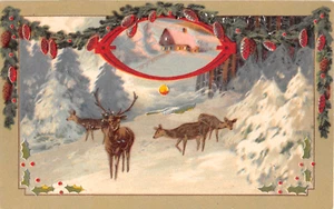 c.1910 Hold to Light Deer in Snow post card - Picture 1 of 2