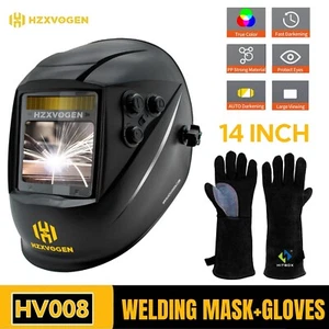 Welding Helmet+Gloves Kit Large View, Auto Darkening Welder Mask, Solar/ Battery - Picture 1 of 12