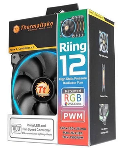 Thermaltake CL-F042-PL12SW-B Riing 12 RGB 120mm RGB LED Fan (3 Pack) - Picture 1 of 6