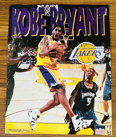 KOBE BRYANT MOUTH OPEN LA LAKERS VTG ORIGINAL RARE POSTER 1998 16x20 STARLINE Cover