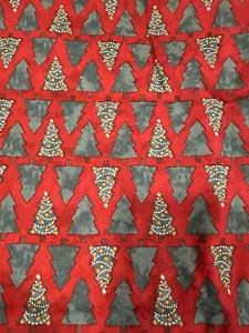 Adorable Batik Looking Christmas Trees Fabric 1 and 1/2 yards - Picture 1 of 1