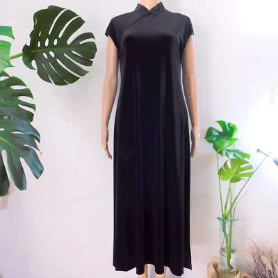 Donna Ricco Nueva York Vestido Largo Estilo Asiático Negro Terciopelo Vestido Macy's Para Mujer 8 Foto 1 de 4