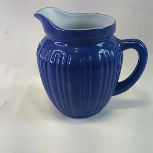 Hazel Atlas Milk Glass Creamer Modertone Colbolt Blue Farm Centerpieces Decor... - Picture 1 of 6