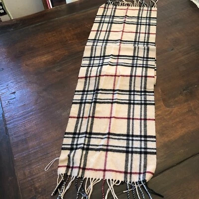 Bufanda a cuadros de cachemir Alan River para hombre/mujer flecos 55"X12" marrón/rojo/negro Foto 1 de 3