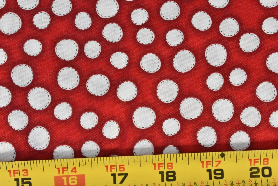 15" Long, White Circles on Red Quilt Cotton/Quilting Treasures/Shackelford,P3484 - Image 1 of 4