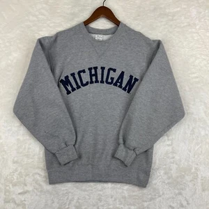 Vintage Michigan Wolverines Sweatshirt Adult Medium Gray Pullover MJ Soffe USA * - Picture 1 of 8