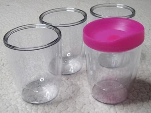 Set di 4 cassoni trasparenti Maars doppia parete 10 oz con 4 coperchi rosa personalizzabili - Foto 1 di 7