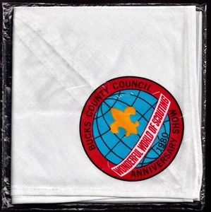 Boy Scout Neckerchief, 1980, Bucks County Council, Unopened Original Package - Picture 1 of 2