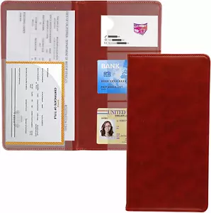 Auto Car Registration and Insurance Documents Holder - PU Leather Vehicle Glove - Picture 1 of 6