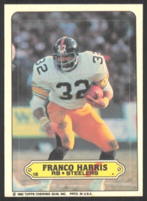 1983 Topps Sticker Inserts Franco Harris Pittsburgh Steelers #15 - Image 1 of 2