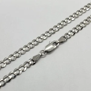 10K Solid Gold White Cuban Link Chain Men Women 2mm - 6mm 16" ~ 30" - Picture 1 of 8