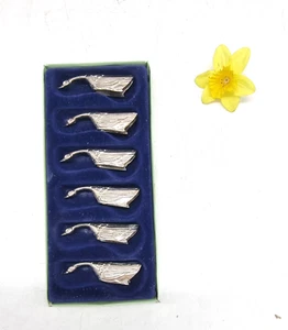 Set ART DECO Stil Messerbänkchen Gänse Schwan Vögel versilbert Tischdeko Besteck - Bild 1 von 5