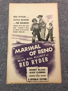 MARSHAL OF RENO 1944 ORIGINAL WINDOW CARD POSTER 14"x22" (VG/F) WILD BILL ELLIOT - Picture 1 of 11