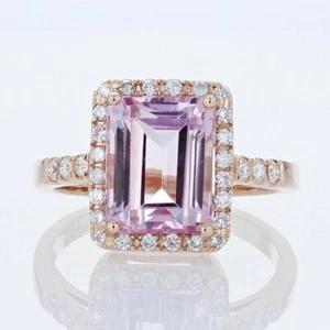 14K Rose Gold Kunzite & Diamond Anniversary Engagement Cocktail Ring by Ben Kho - Picture 1 of 5