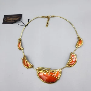 NWT Creative Copper Abstract Two Tone Bib Link Necklace 18" - Picture 1 of 10