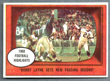 1961 Topps Bobby Layne Steelers Sets NFL Passing Record Card #113 EX+