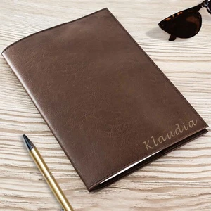 Personalised PU Leather Book Cover A5 Engraved Journal Book Teacher Retirement - Picture 1 of 10