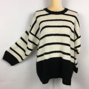 Diane Von Furstenberg Acrylic Sweater Black & White Plus Size 22 3/4 Sleeve - Picture 1 of 6