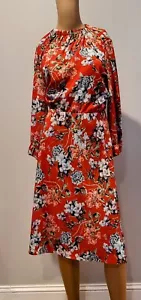 H&M Red, Teal & White Floral Fit & Flair Party Dress, Size 8 - Picture 1 of 9