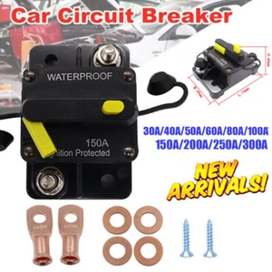 30-300A Circuit Breaker with Wire Lugs Copper Washer for Car Truck RV DC 12V-48V - Picture 1 of 8