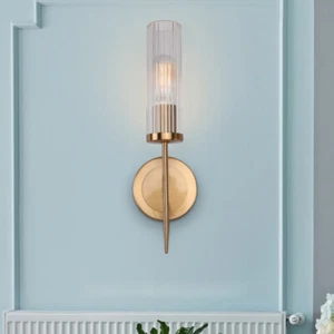 7W LED Wall Sconce Light Fixture Bedside Lamp E27 Bulb Replaceable Glass Bedroom - Picture 1 of 10