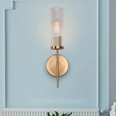 7W LED Wall Sconce Light Fixture Bedside Lamp E27 Bulb Replaceable Glass Bedroom - Image 1 of 4