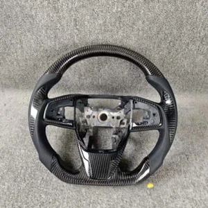Black Leather Real Carbon Fiber Steering Wheel for Honda Civic 10th Gen 2016-20 - Picture 1 of 4