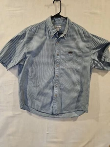 Carhartt Men's Blue Plaid Button Down Short Sleeve Shirt Size Large - Picture 1 of 4