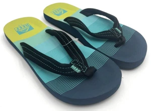 NEW Reef AHI Unisex Kids (GS) Comfort Flip Flop Ocean Blue Stripes US Sz 4/5 - Picture 1 of 10
