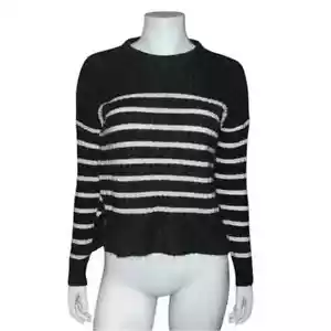 Abercrombie & Fitch Womens Green White Striped Sweater Hi-Lo XXS EUC - Picture 1 of 7