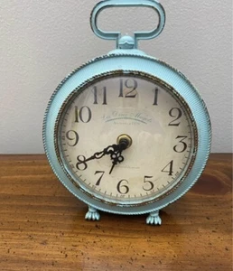 Nikky Home Vintage Style Table Clock, French Turquois Color, Desk Clock - Picture 1 of 5
