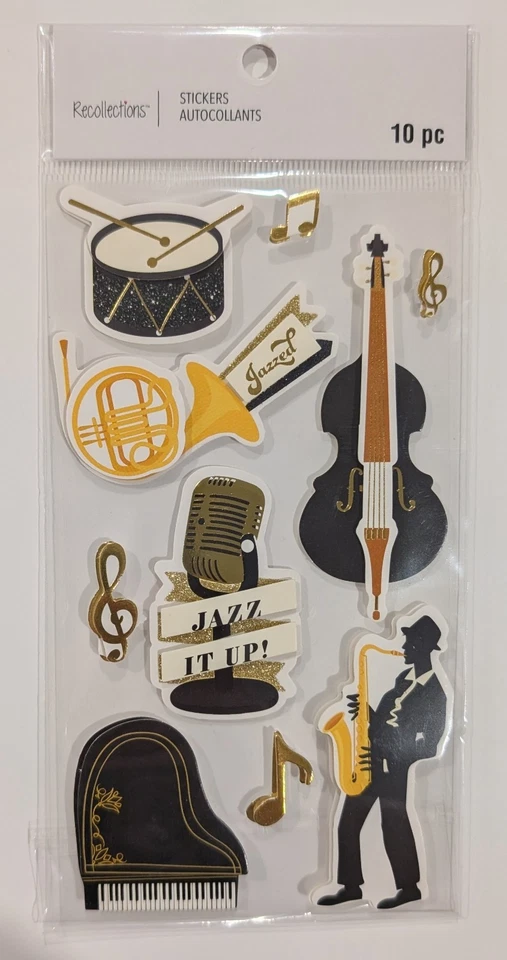 Pegatinas para álbumes de recortes de instrumentos de música de jazz por recuerdos  Foto 1 de 1