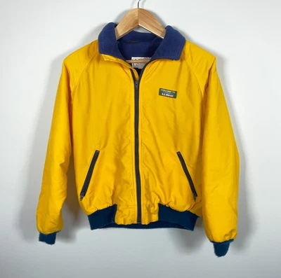 L.L. Bean Warm Up Jacket Women's Medium Yellow Fleece Lined USA Made 90s - Image 1 of 4