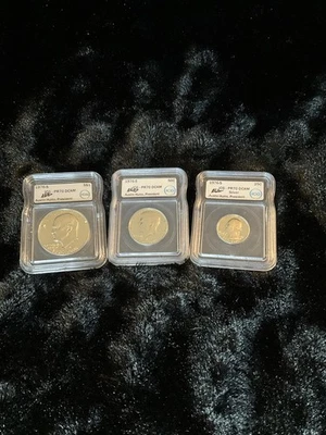 1976 S PR 70 DCAM Silver Proof 3 Coin Set Eisenhower, Kennedy, Washington ICG - Image 1 of 2