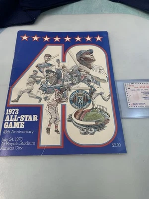1973 MLB All Star Game OFFICIAL PROGRAM Ticket Stub Kansas City HOF - Image 1 of 4