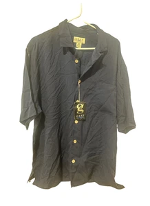 Gear For Sports Men’s Silk Blend Button-Down Shirt Size L Navy Blue Short Sleeve - Picture 1 of 3