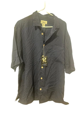 Gear For Sports Men’s Silk Blend Button-Down Shirt Size L Navy Blue Short Sleeve - Image 1 of 3