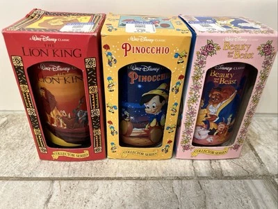 Lot Of 3 1994 Burger King Disney Collector Glasses Lion King, Pinocchio, Beauty - Image 1 of 4