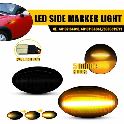 For Mini Cooper R50 R52 R53 02-08 Smoked LED Side Marker Lights Turn Signal Lamp — 第 1/4 张图片
