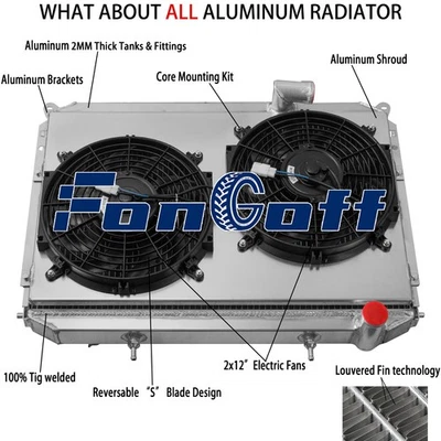 3-Row Aluminum Radiator Shroud Fan Fit 1984-1988 Nissan 300ZX /Z31 VG30 #CC762 - Image 1 of 4