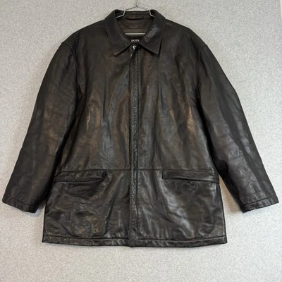 Abrigo Chaqueta Suave Hugo Boss Negro Para Hombre Talla 42 Cordero Anilina Cuero Foto 1 de 4