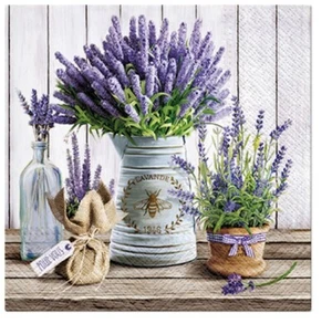 SERVILLETAS DE LAVANDA LAVANDA EN CUBO 20 servilletas de almuerzo servilletas de papel decoupage - Imagen 1 de 3