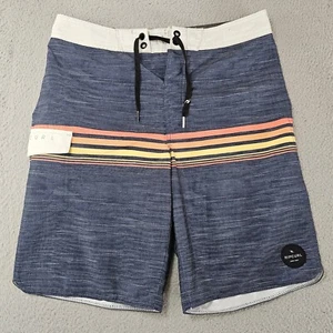 Rip Curl Swim Trunks Mens 29 Blue Striped Board Shorts Bathing Suit Pool Surf - Picture 1 of 9