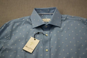 Robert Graham Vic Men Lite Blue Geometric Print LS Shirt NWT M 15.5 34/35 $148 - Picture 1 of 9