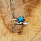 Real Blue Turquoise Women Ring 925 Silver Natural Stone Boho Ring 12.5 US