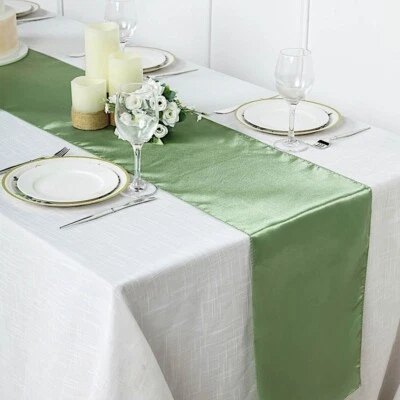 Sage Green SATIN 12x108" Table RUNNER Wedding Party Catering Dinner Decorations - Image 1 of 4