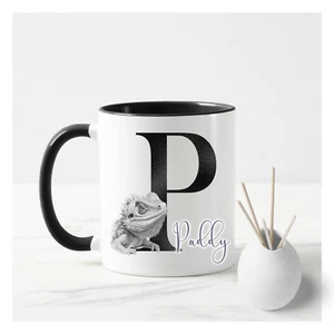 TAZA DRAGÓN BARBUDO PERSONALIZADA NEGRA, TAZA DRAGÓN BARBUDO, NOMBRE DRAGÓN BARBUDO - Imagen 1 de 1