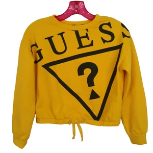 Guess Kids Sweatshirt Girls Size 14 Long Sleeve Elastic Tie Waist Bright Yellow - Picture 1 of 8