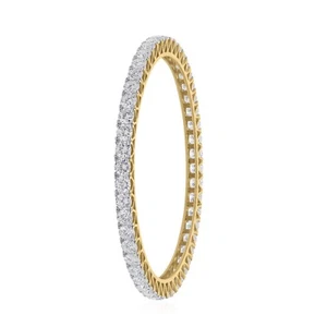 12.36 Ct Round Cut Lab Grown CVD Diamond Sleek Bangle Bracelet 18k Yellow Gold - Picture 1 of 12