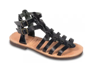 Antike griechische Ledersandalen Damen Gladiatorenstil handgefertigt Slingback Riemen - Bild 1 von 2